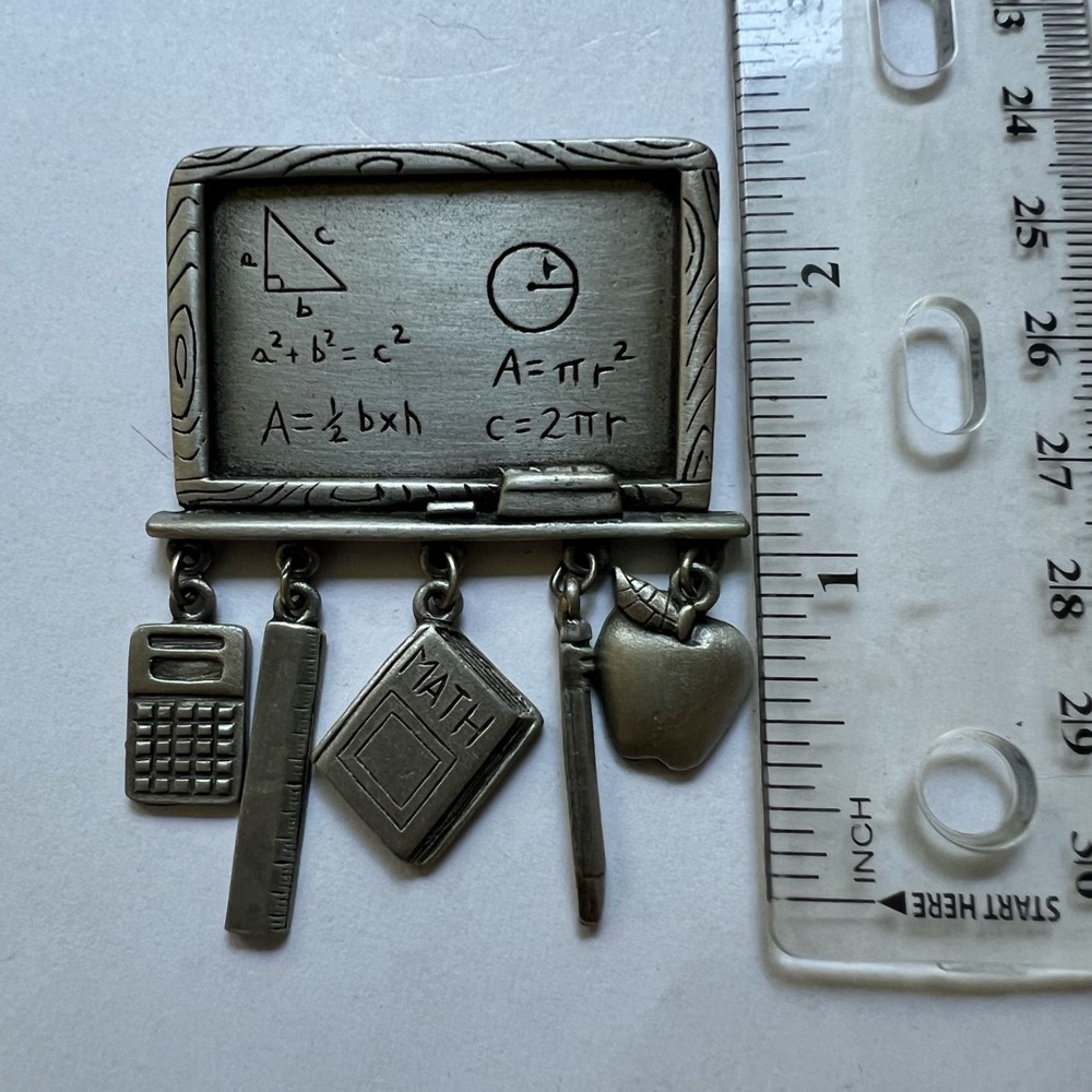 JJ Math Teacher Brooch With Dangling Charms - Picture 8 of 9